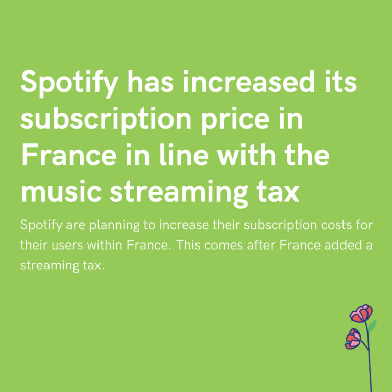 Spotify has increased its subscription price in France in line with the music streaming tax